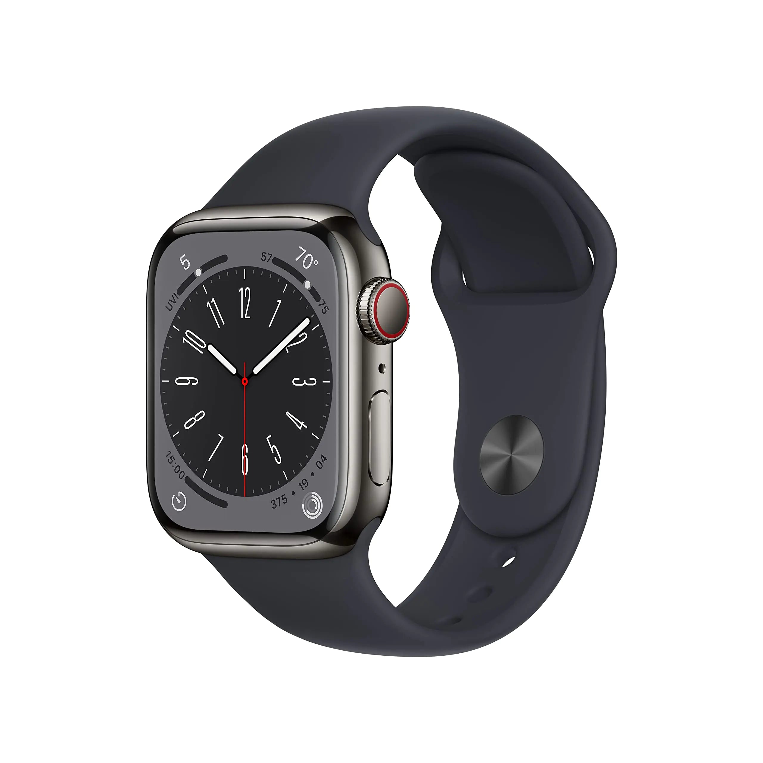 Apple Watch Series 8 (GPS + Cellular 41MM) Graphite Stainless Steel Case with Midnight Sport Band M/L (Renewed Premium)