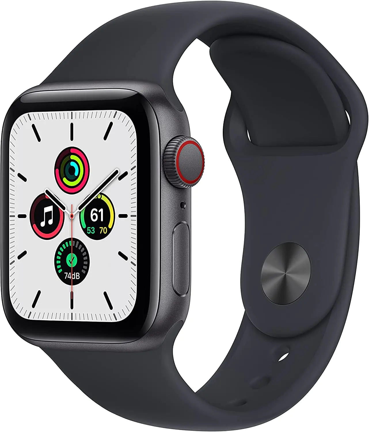 Apple Watch SE (GPS + Cellular 44mm) Space Gray Aluminum Case with Midnight Sport Band (Renewed)