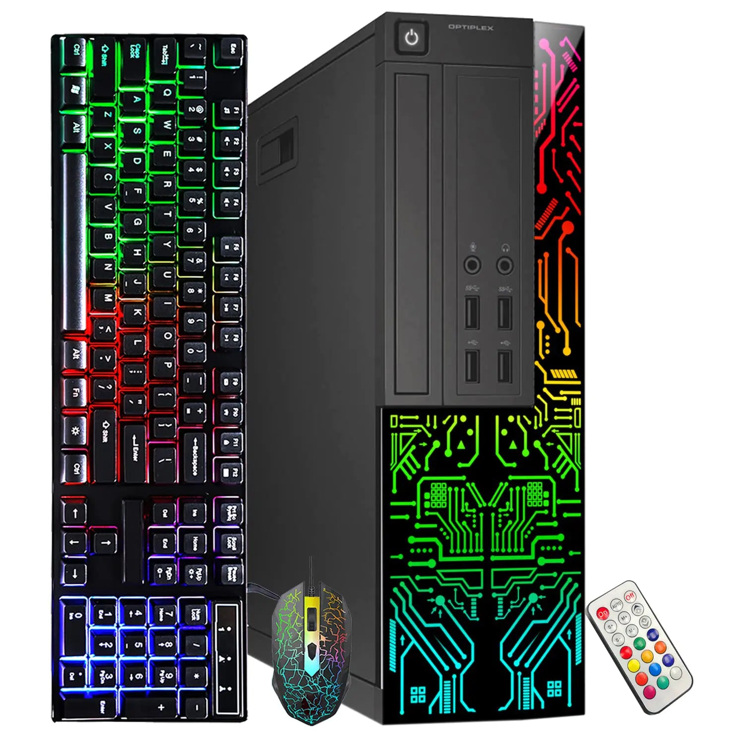 Dell Gaming OptiPlex Desktop RGB Computer PC | Intel Core i5 3.2Ghz | AMD RX 550 GDDR5 | 16GB RAM 512GB SSD | RGB Gaming Keyboard & Mouse WiFi | Windows 10 HDMI (Renewed)